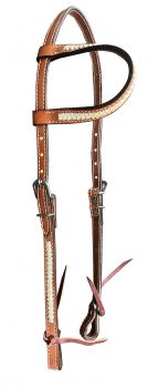 Showman Argentina cow leather one ear headstall with rawhide lacing, and quick tie ends